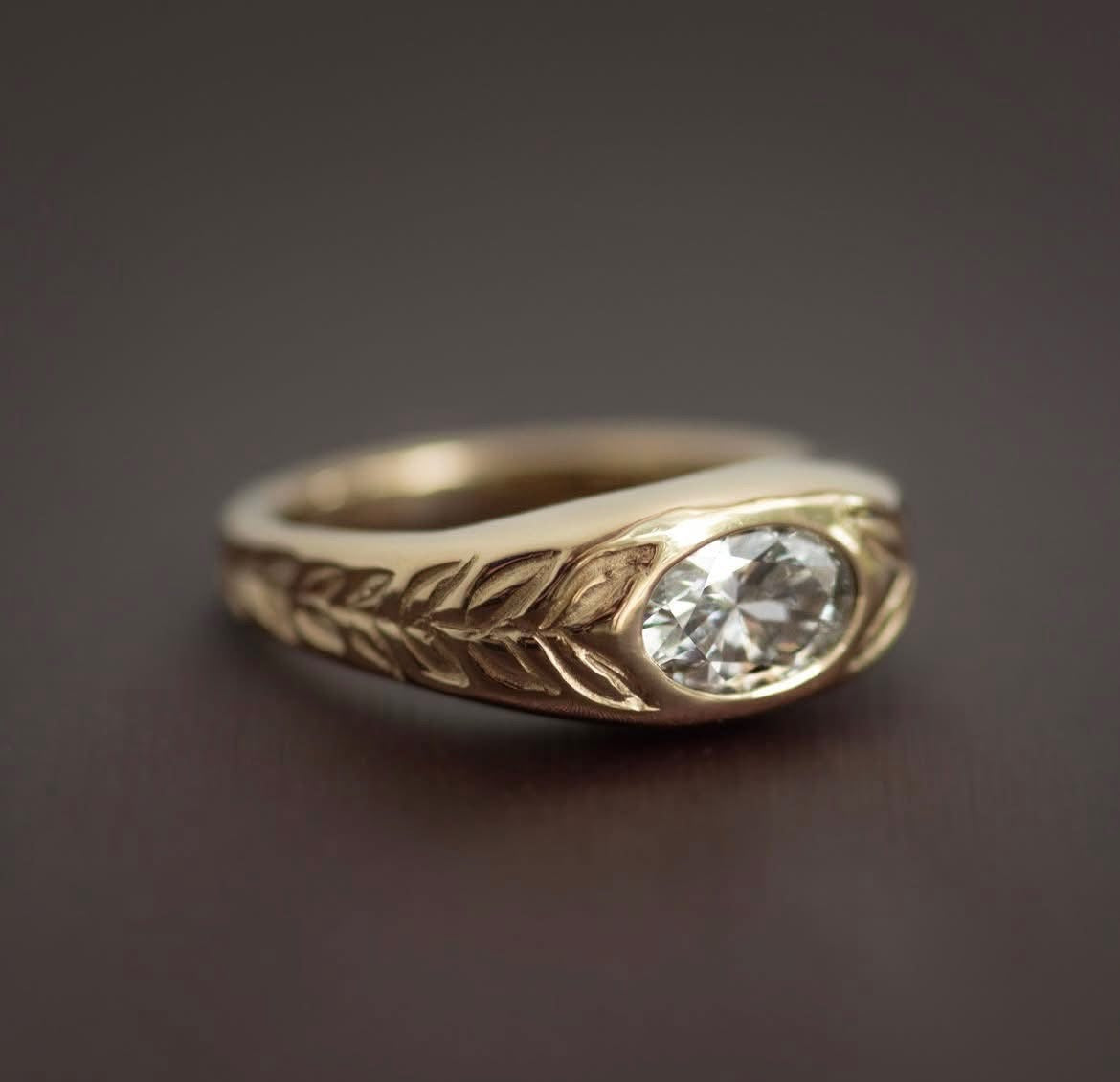 Leaves in Gold Engagement Ring